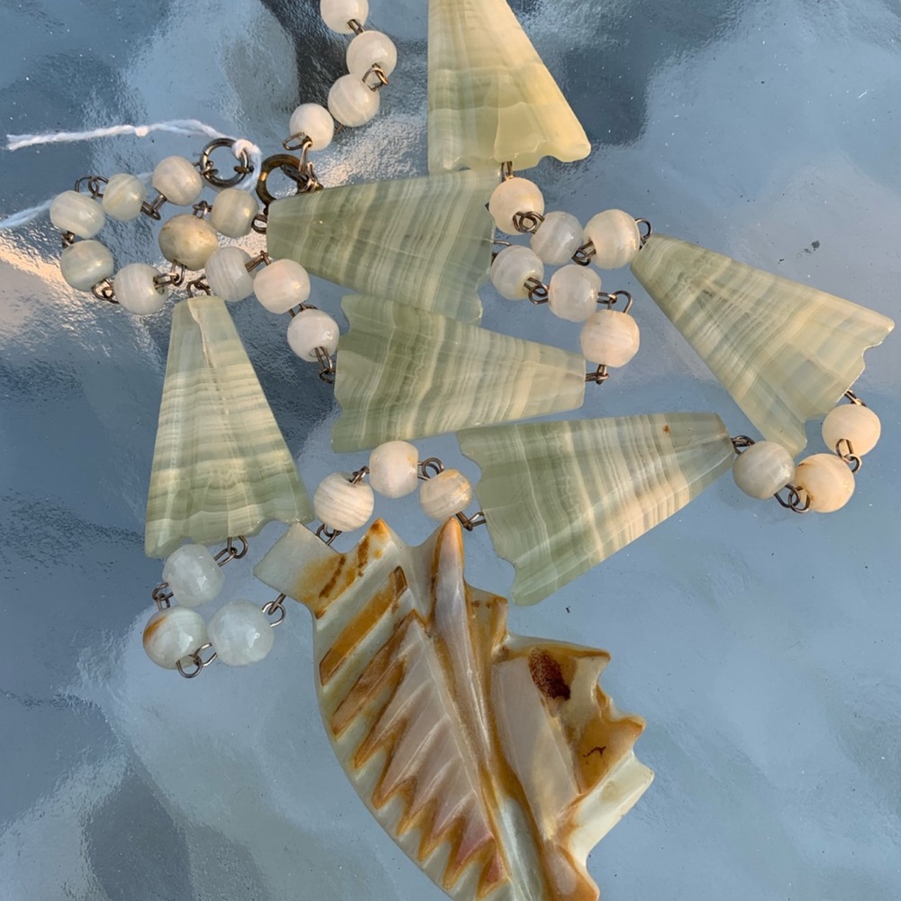 Vintage carved agate necklace